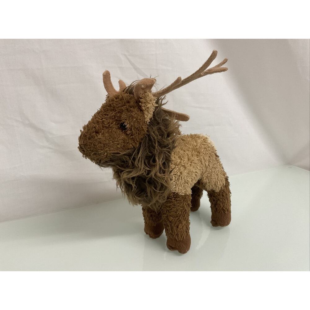 Douglas Reindeer Brown Plush Stuffed Animal Posable Antlers 9" Long Very Soft